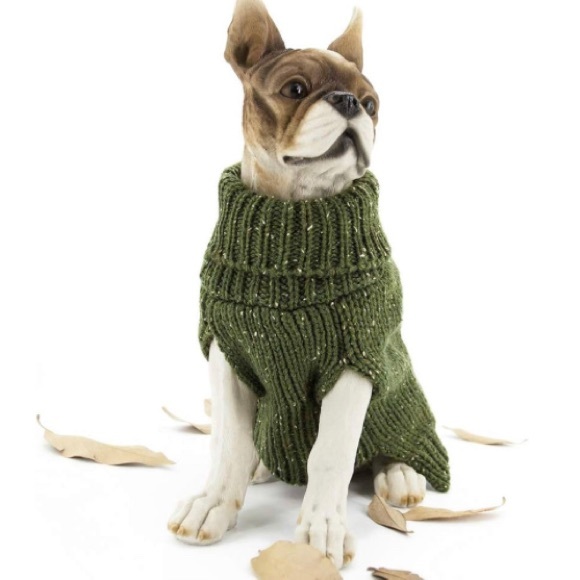 NWT XL (see size chart) green acrylic cold weather dog sweater - turtleneck - Picture 1 of 8